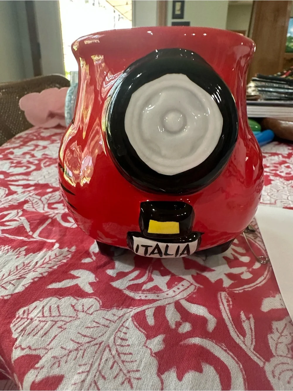 Red Ceramic Vespa Scooter Mug - Decorative Home Kitchen Cup